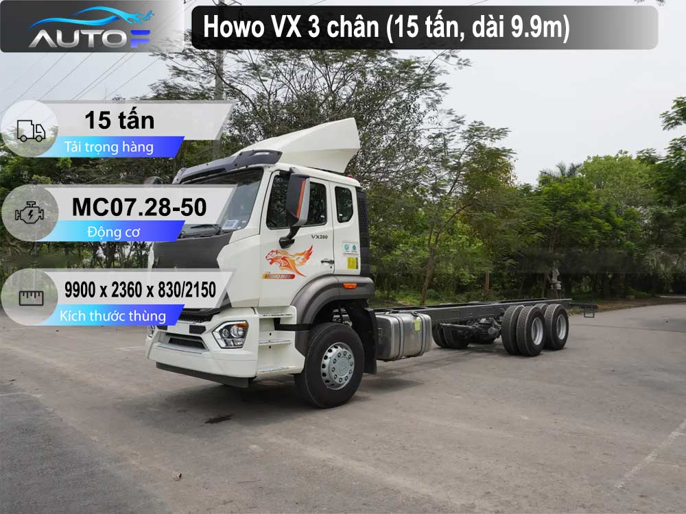 Howo VX 3 chân (15 tấn, dài 9.9m)